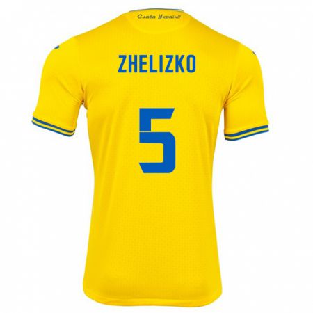 Kandiny Bambino Maglia Ucraina Ivan Zhelizko #5 Giallo Kit Gara Home 24-26 Maglietta