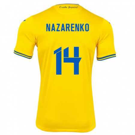 Kandiny Bambino Maglia Ucraina Oleksandr Nazarenko #14 Giallo Kit Gara Home 24-26 Maglietta