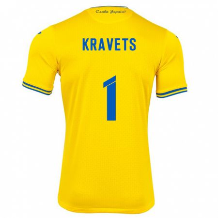 Kandiny Kinderen Oekraïne Vladyslav Kravets #1 Geel Thuisshirt Thuistenue 24-26 T-Shirt