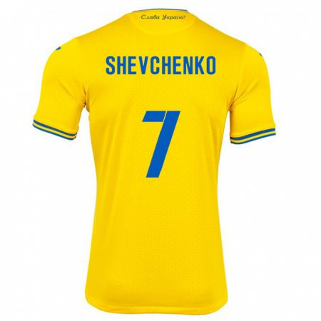 Kandiny Kinderen Oekraïne Kristian Shevchenko #7 Geel Thuisshirt Thuistenue 24-26 T-Shirt België