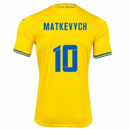 KandinyキッズウクライナAndriy Matkevych#10黄ホームシャツ24-26ジャージーユニフォーム