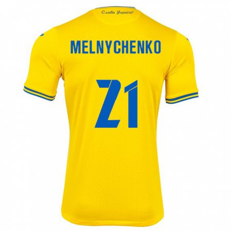 Kandiny Kinderen Oekraïne Maksym Melnychenko #21 Geel Thuisshirt Thuistenue 24-26 T-Shirt België