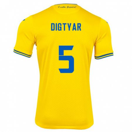 Kandiny Kinder Ukraine Kyrylo Digtyar #5 Gelb Heimtrikot Trikot 24-26 T-Shirt Österreich