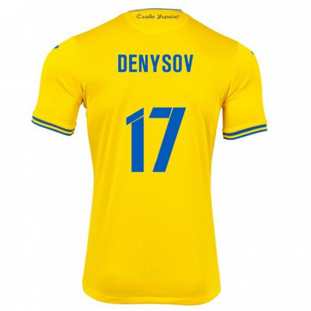 Kandiny Bambino Maglia Ucraina Ivan Denysov #17 Giallo Kit Gara Home 24-26 Maglietta