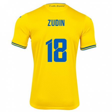 Kandiny Bambino Maglia Ucraina Dmytro Zudin #18 Giallo Kit Gara Home 24-26 Maglietta