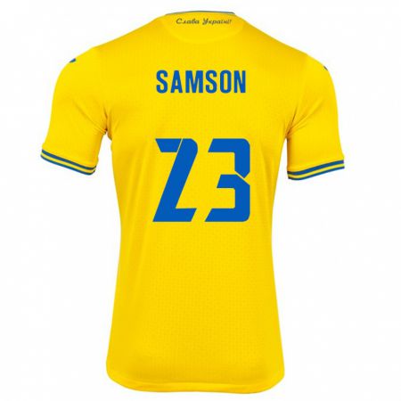 Kandiny Bambino Maglia Ucraina Kateryna Samson #23 Giallo Kit Gara Home 24-26 Maglietta