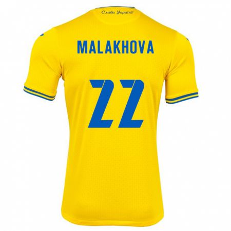 Kandiny Bambino Maglia Ucraina Yana Malakhova #22 Giallo Kit Gara Home 24-26 Maglietta