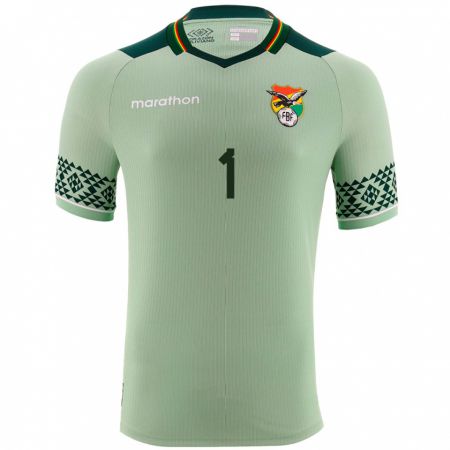 Kandiny Niño Camiseta Bolivia Bruno Poveda #1 Verde Claro 1ª Equipación 24-26 La Camisa México