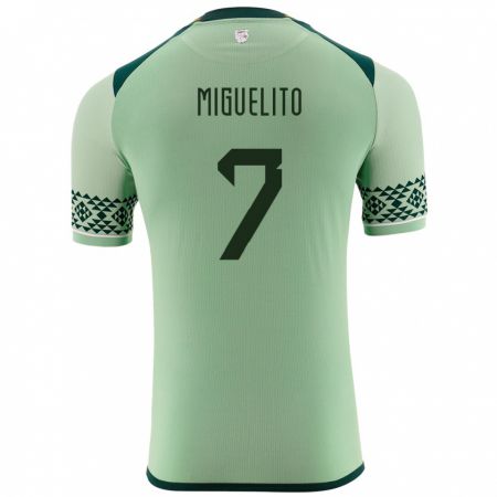 Kandiny Bambino Maglia Bolivia Miguelito #7 Verde Chiaro Kit Gara Home 24-26 Maglietta