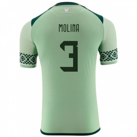 Kandiny Niño Camiseta Bolivia Iván Molina #3 Verde Claro 1ª Equipación 24-26 La Camisa México