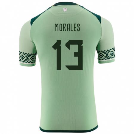 Kandiny Bambino Maglia Bolivia Ericka Morales #13 Verde Chiaro Kit Gara Home 24-26 Maglietta