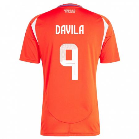 Kandiny Kinder Chile Víctor Dávila #9 Rot Heimtrikot Trikot 24-26 T-Shirt Österreich