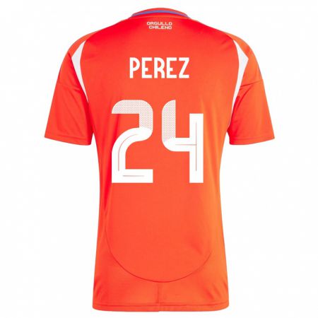 Kandiny Kinder Chile César Pérez #24 Rot Heimtrikot Trikot 24-26 T-Shirt Österreich