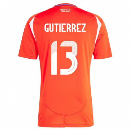 Kandiny Kinderen Chili Daniel Gutiérrez #13 Rood Thuisshirt Thuistenue 24-26 T-Shirt België