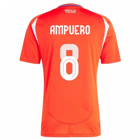 Kandiny Kinder Chile Benjamín Ampuero #8 Rot Heimtrikot Trikot 24-26 T-Shirt Österreich