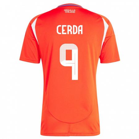 Kandiny Kinder Chile Axel Cerda #9 Rot Heimtrikot Trikot 24-26 T-Shirt Österreich