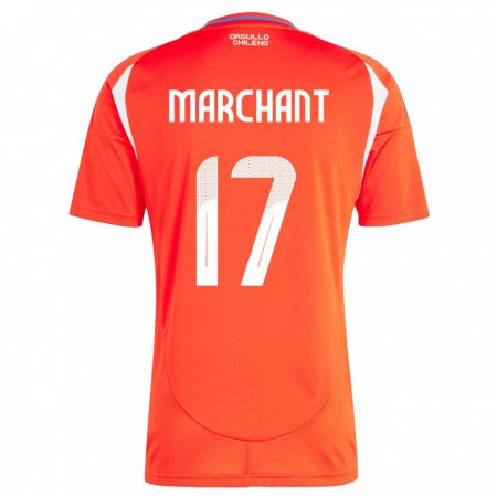 Kandiny Bambino Maglia Cile Francisco Marchant #17 Rosso Kit Gara Home 24-26 Maglietta