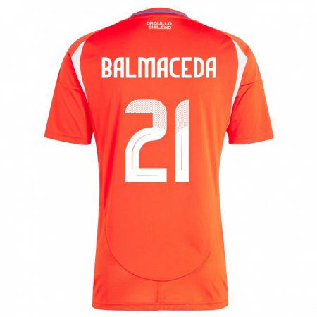 Kandiny Kinder Chile Rosario Balmaceda #21 Rot Heimtrikot Trikot 24-26 T-Shirt Österreich