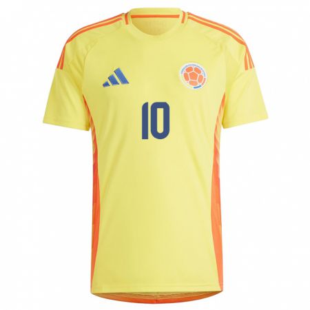 Kandiny Bambino Maglia Colombia James Rodríguez #10 Giallo Kit Gara Home 24-26 Maglietta