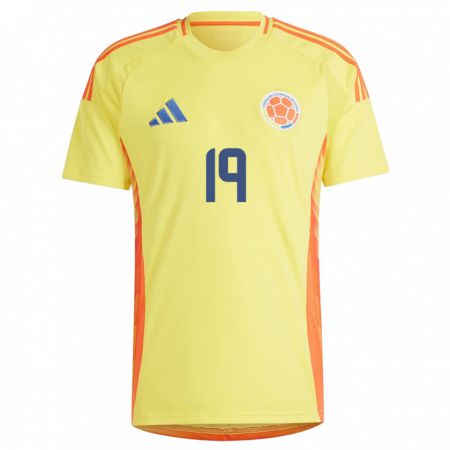 Kandiny Kinderen Colombia Juan David Bonilla #19 Geel Thuisshirt Thuistenue 24-26 T-Shirt België