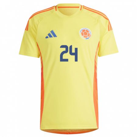 Kandiny Kinderen Colombia Gabriel Fuentes #24 Geel Thuisshirt Thuistenue 24-26 T-Shirt België