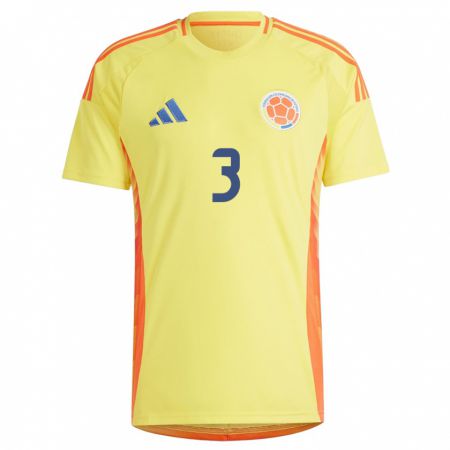 Kandiny Bambino Maglia Colombia Édier Ocampo #3 Giallo Kit Gara Home 24-26 Maglietta