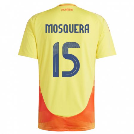 Kandiny Bambino Maglia Colombia Yerson Mosquera #15 Giallo Kit Gara Home 24-26 Maglietta