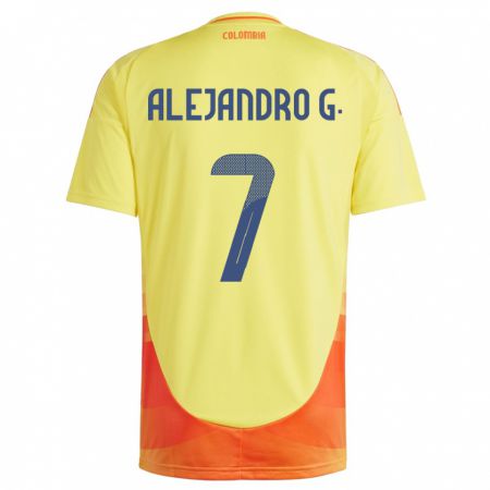 Kandiny Kinderen Colombia Alejandro García #7 Geel Thuisshirt Thuistenue 24-26 T-Shirt