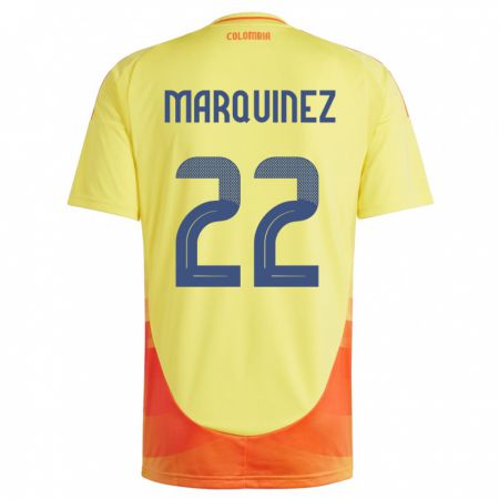 Kandiny Bambino Maglia Colombia Luis Marquinez #22 Giallo Kit Gara Home 24-26 Maglietta