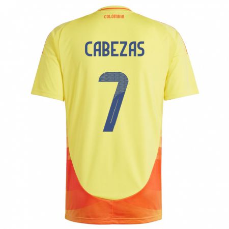 Kandiny Bambino Maglia Colombia Jorge Cabezas #7 Giallo Kit Gara Home 24-26 Maglietta