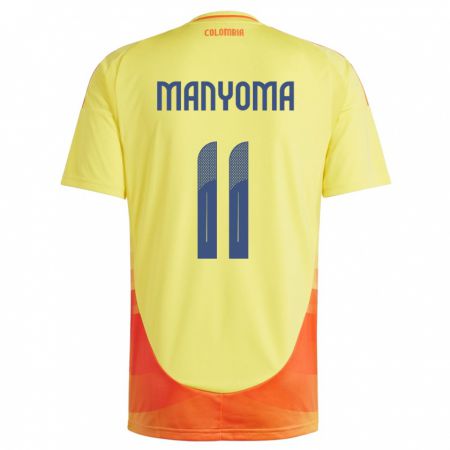 Kandiny Bambino Maglia Colombia Alexis Manyoma #11 Giallo Kit Gara Home 24-26 Maglietta