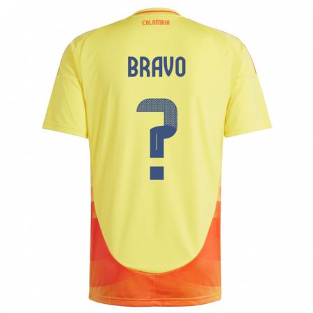 Kandiny Bambino Maglia Colombia Pedro Bravo #0 Giallo Kit Gara Home 24-26 Maglietta