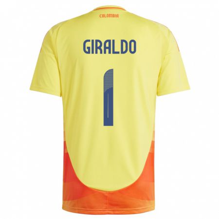 Kandiny Bambino Maglia Colombia Natalia Giraldo #1 Giallo Kit Gara Home 24-26 Maglietta