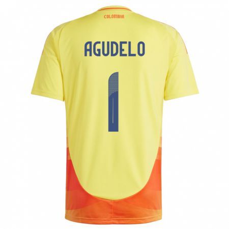 Kandiny Bambino Maglia Colombia Luisa Agudelo #1 Giallo Kit Gara Home 24-26 Maglietta