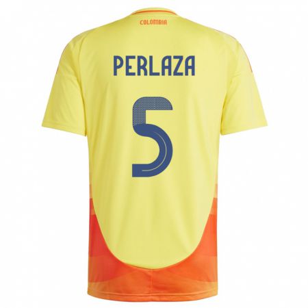 Kandiny Bambino Maglia Colombia Stefania Perlaza #5 Giallo Kit Gara Home 24-26 Maglietta