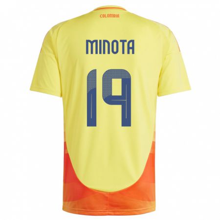 Kandiny Bambino Maglia Colombia Yirleidis Minota #19 Giallo Kit Gara Home 24-26 Maglietta