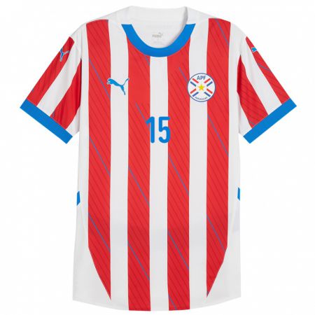 Kandiny Kinderen Paraguay Axel Alfonzo #15 Wit Rood Thuisshirt Thuistenue 24-26 T-Shirt België