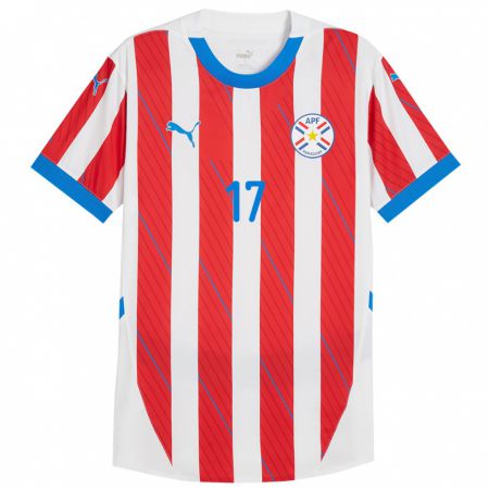 Kandiny Kinderen Paraguay Kevin Pereira #17 Wit Rood Thuisshirt Thuistenue 24-26 T-Shirt België