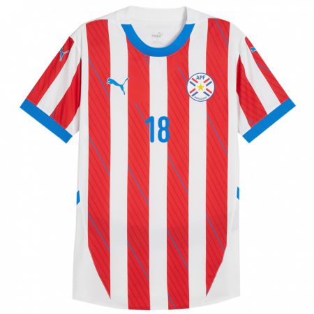 Kandiny Kinderen Paraguay Liz Barreto #18 Wit Rood Thuisshirt Thuistenue 24-26 T-Shirt België