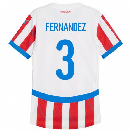 Kandiny Kinderen Paraguay Roberto Fernández #3 Wit Rood Thuisshirt Thuistenue 24-26 T-Shirt België