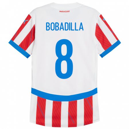 Kandiny Kinder Paraguay Damián Bobadilla #8 Weiß Rot Heimtrikot Trikot 24-26 T-Shirt Österreich