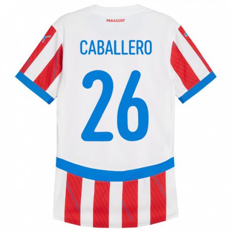 Kandiny Kinder Paraguay Hernesto Caballero #26 Weiß Rot Heimtrikot Trikot 24-26 T-Shirt Österreich