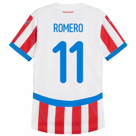 Kandiny Kinderen Paraguay Ángel Romero #11 Wit Rood Thuisshirt Thuistenue 24-26 T-Shirt België