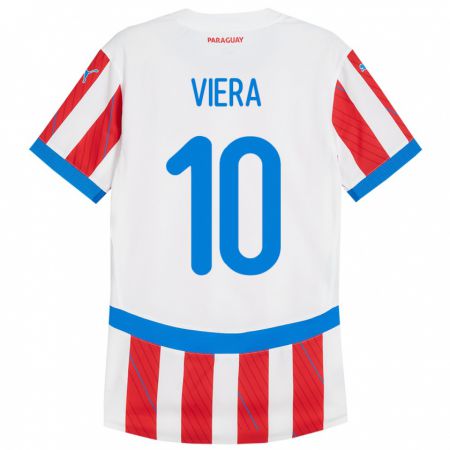 Kandiny Kinderen Paraguay Wílder Viera #10 Wit Rood Thuisshirt Thuistenue 24-26 T-Shirt België