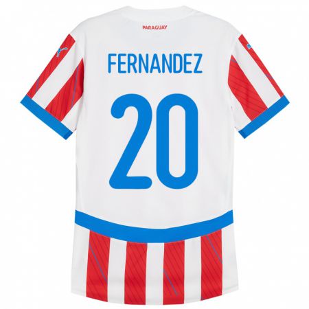 Kandiny Kinderen Paraguay Marcelo Fernández #20 Wit Rood Thuisshirt Thuistenue 24-26 T-Shirt België