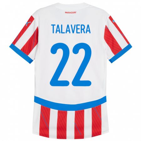 Kandiny Kinder Paraguay Javier Talavera #22 Weiß Rot Heimtrikot Trikot 24-26 T-Shirt Österreich