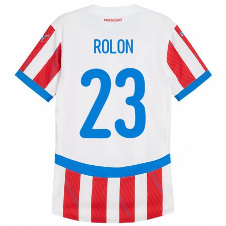 Kandiny Kinder Paraguay Luis Rolón #23 Weiß Rot Heimtrikot Trikot 24-26 T-Shirt Österreich