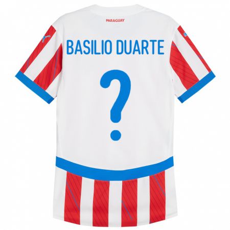 Kandiny Kinderen Paraguay Basilio Duarte #0 Wit Rood Thuisshirt Thuistenue 24-26 T-Shirt