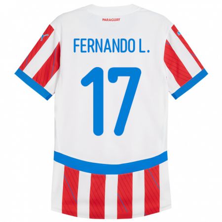 Kandiny Kinderen Paraguay Fernando Leguizamón #17 Wit Rood Thuisshirt Thuistenue 24-26 T-Shirt België