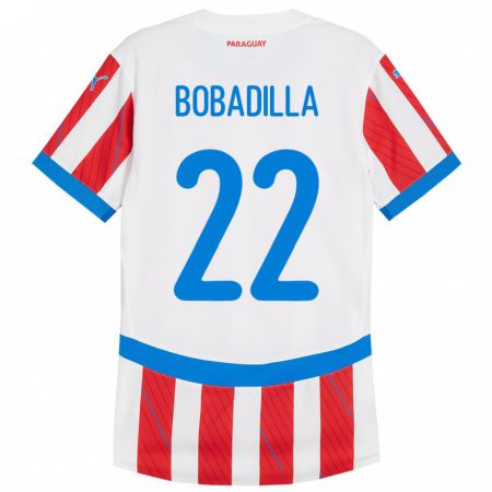 Kandiny Kinderen Paraguay Dylan Bobadilla #22 Wit Rood Thuisshirt Thuistenue 24-26 T-Shirt België